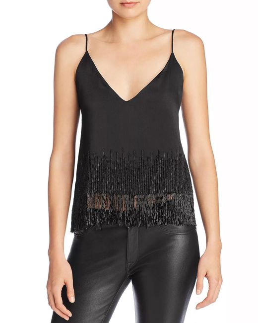 Cami NYC Black Dale Beaded Fringe Camisole Top