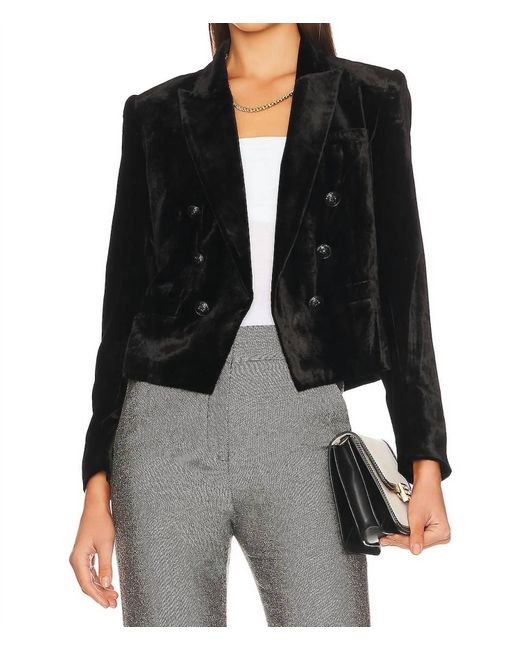 L'Agence Black Brooke Double Breasted Crop Blazer