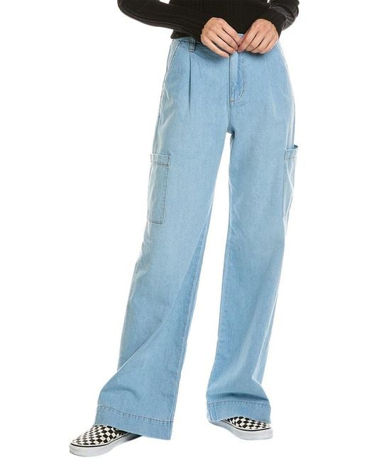 Joe's Jeans Blue The Petra Blossom Linen-blend Wide Leg Jean