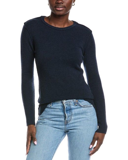 Autumn Cashmere Blue Raw Edge Cashmere Sweater