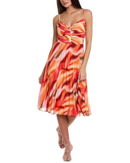 BCBG New York Women's Red Midi Dress
