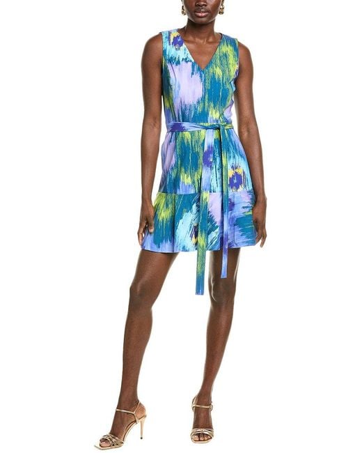 Natori Blue Multi Floral Mini Dress