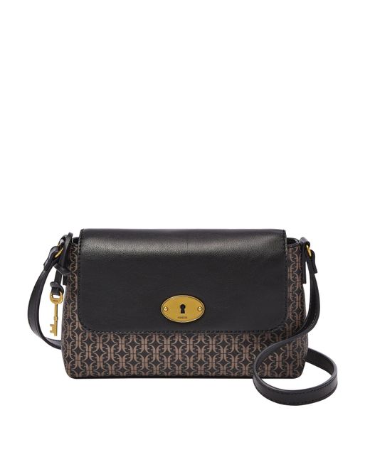 Fossil Gabriella Printed Pvc Small Flap Crossbody in Black Lyst