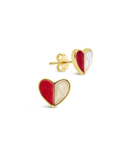 Sterling Forever Red Sterling Silver Queen Of Hearts Stud Earrings