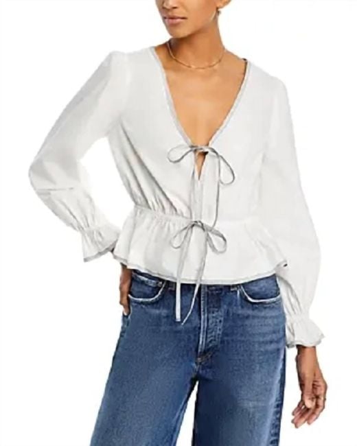 Lucy Paris White Kilala Contrast Long Sleeve Top