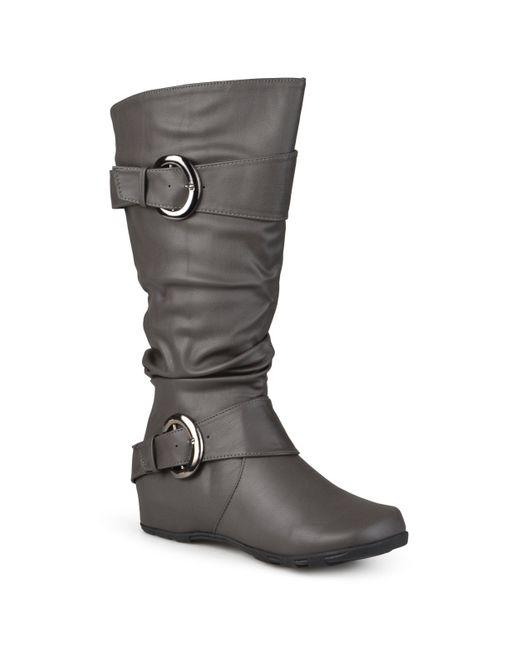 Journee Collection Wide Calf Paris Boot in Gray | Lyst