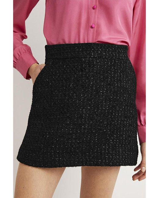 Boden Black Tweed Metallic Mini Skirt