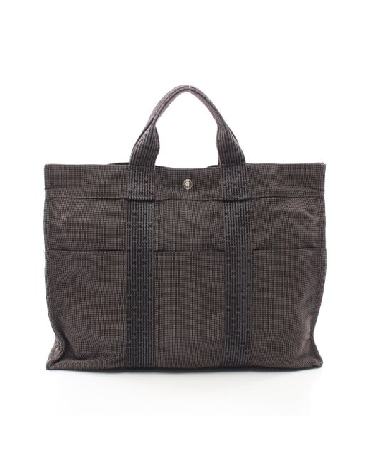 Hermès Black Yale Line Mm Handbag Tote Bag Nylon Canvas Dark Gray