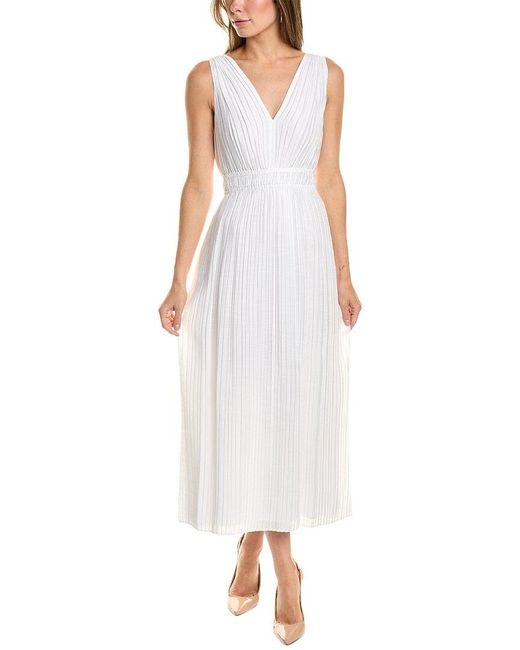 Vince White Pleated Maxi Dress