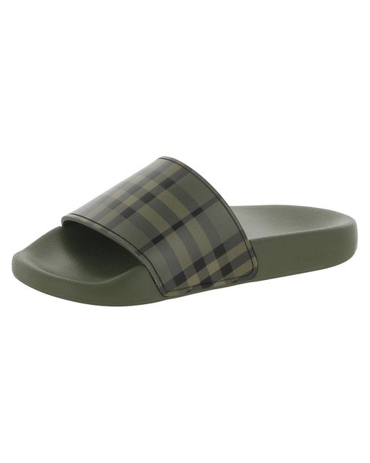 Burberry Green Furley Check Print Summer Slide Sandals