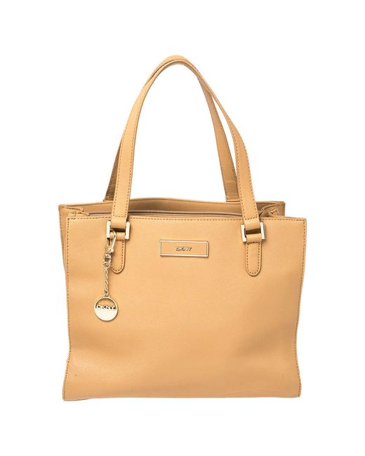 DKNY Natural Leather Bryant Park Zip Tote