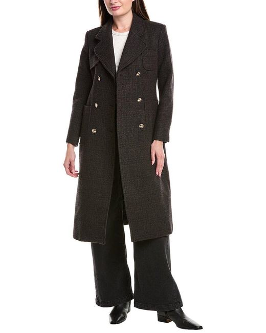 Sandro Black Boucle Wool Coat