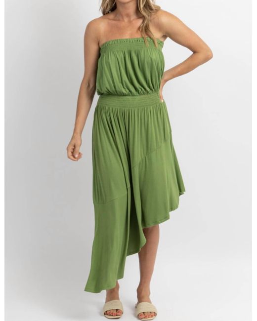 Sugarlips Green Willow Ayanna Asymmetric Midi Dress