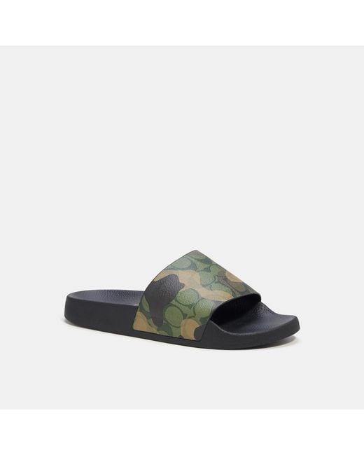 COACH Green Slide In Camo Print With Signature for men