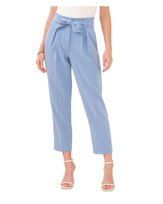 Vince Camuto Blue High Rise Pleated Paperbag Pants