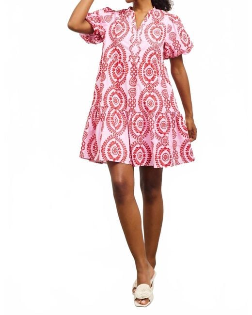 Skies Are Blue Pink Nova Embroidered Mini Dress