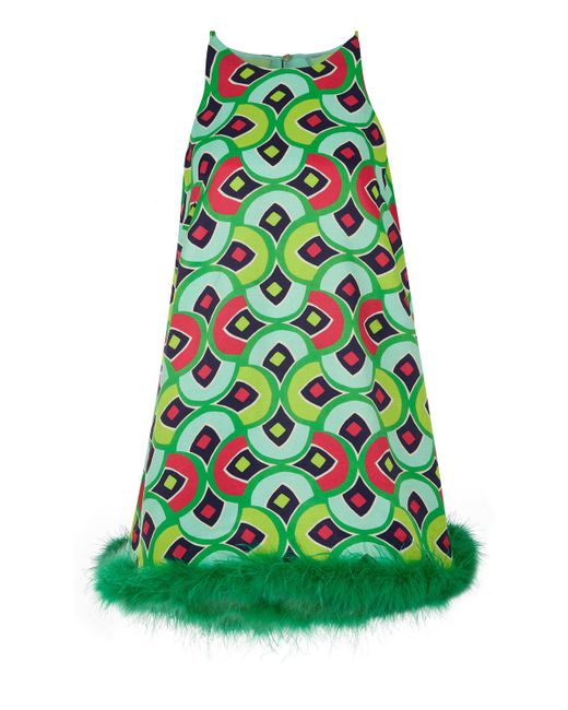 Nocturne Green Feather Boa Mini Dress