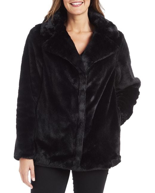 Kendall + Kylie Black Oversized Winter Faux Fur Jacket