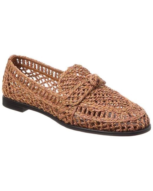 Alexandre Birman Brown Raffia Penny Loafer