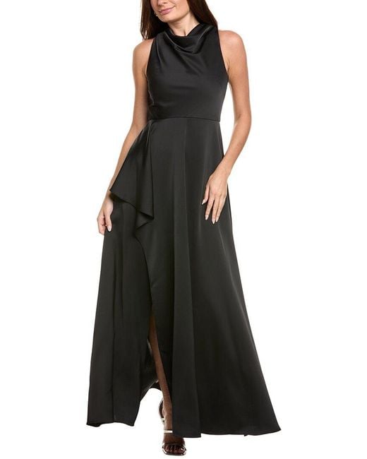 THEIA Black Amara Drape Gown