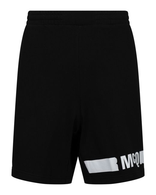 McQ Alexander McQueen Black Redacted Logo Sweatshorts for men