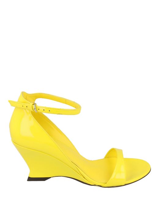 Ferragamo Yellow Vidette Patent Leather Wedge Sandals