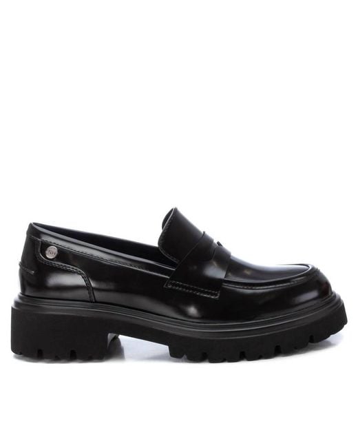 Xti Black Leather Moccasins