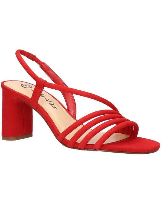 Bella Vita Red Zariah Suede Caged Block Heels
