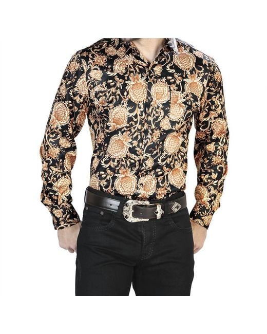 El Señor De Los Cielos Casual Long Sleeve Shirt in Black for Men