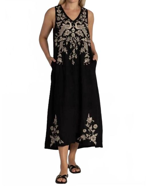 Johnny Was Black Linen Tank Dress (Slip) Kamala