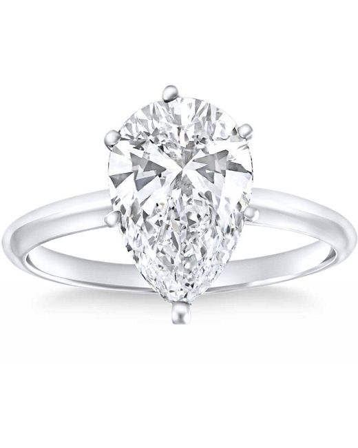 Pompeii3 Metallic Certified 1.50ct Pear Shape Diamond Solitaire Engagement Ring 14k Gold Lab Grown