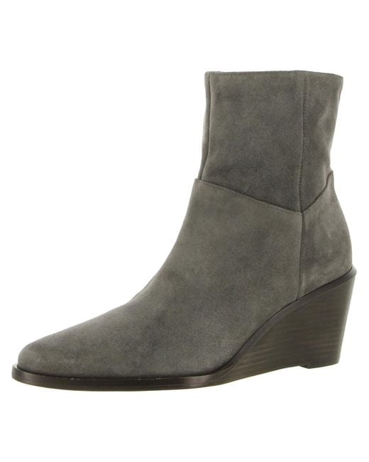 Vince Camuto Wedge Heel Zip Up Ankle Boots in Gray Lyst