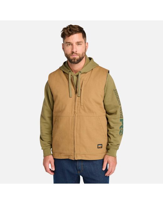 Timberland Green Pro Gritman Fleece-Lined Canvas Vest for men