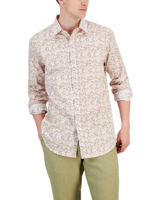 Club Room Natural Paisley Stretch Button-down Shirt for men
