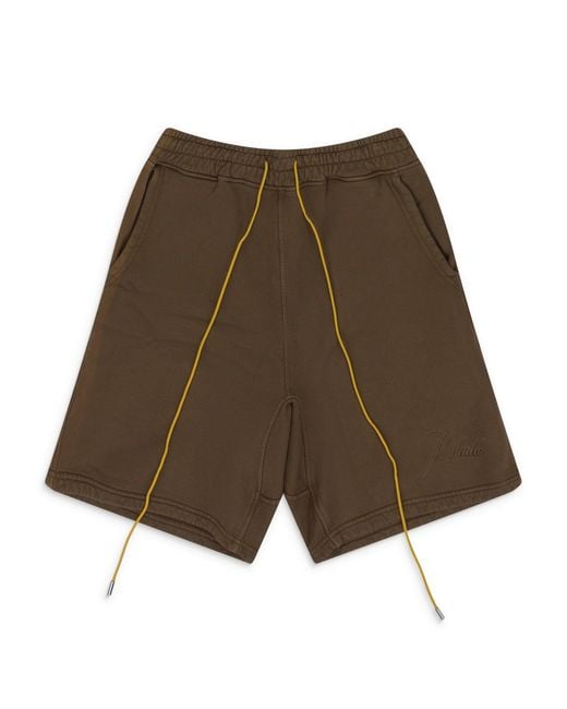 Rhude Brown Script Logo Sweatshort for men