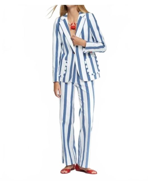 Vilagallo Blue Single- Button Blazer Jacket With Ruffles