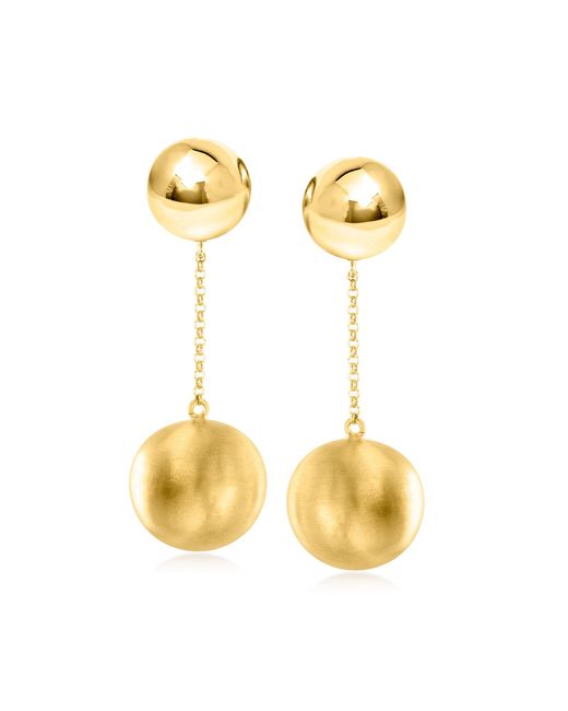 Ross-Simons Metallic Italian 18kt Gold Over Sterling Double-ball Drop Earrings