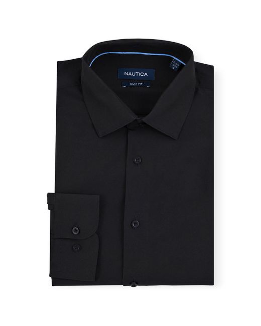 Nautica Black Wrinkle-resistant Dress Shirt for men