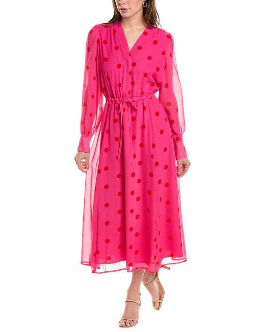 Anne Klein Pink Polka Dot Midi Dress