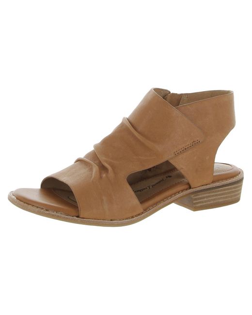 Söfft Brown Leather Gathered Mule Sandals