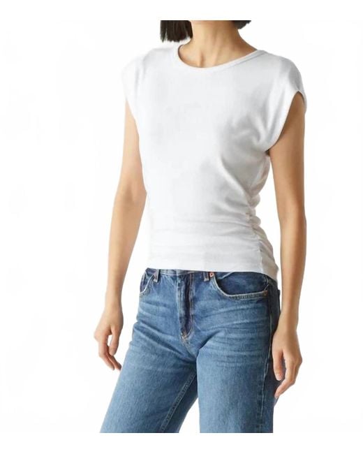 Michael Stars Blue Joni Power Shoulder Tee