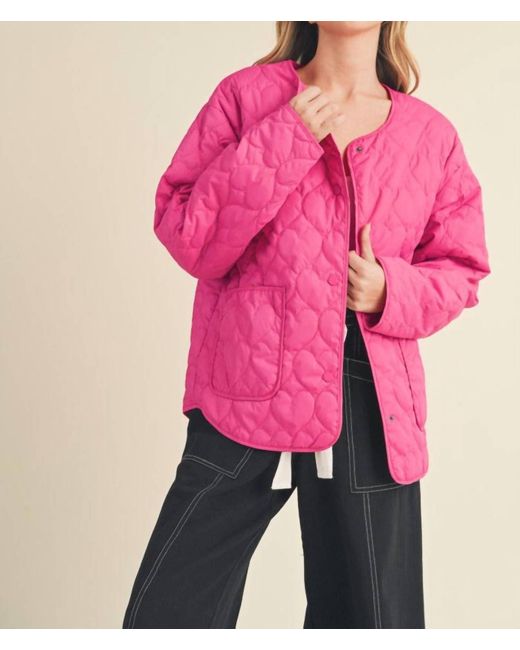 ..,merci Pink Blakely Quilted Button Down Jacket
