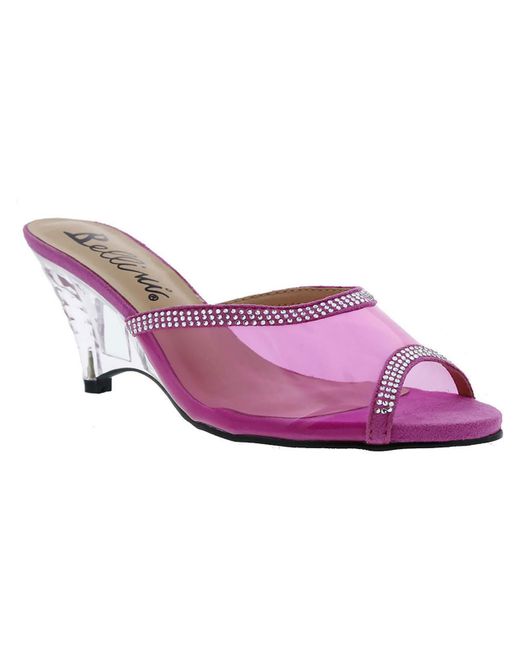 Bellini Pink Iris Dressy Embellished Wedge Heels
