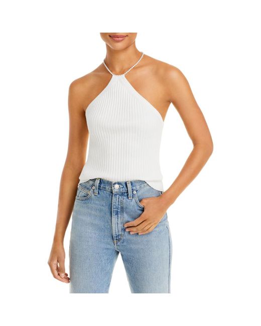 Line & Dot Blue Elizabeth Halter Open Back Tank Top