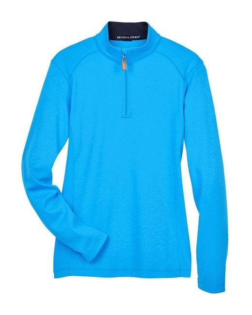 Devon & Jones Blue Drytec20 Performance Quarter-Zip Pullover