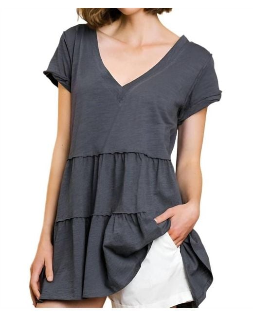Umgee Black Tiered Ruffle Tunic