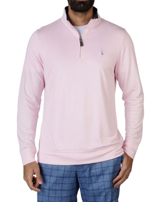 Tailorbyrd Pink Solid Modal Quarter Zip Pullover for men