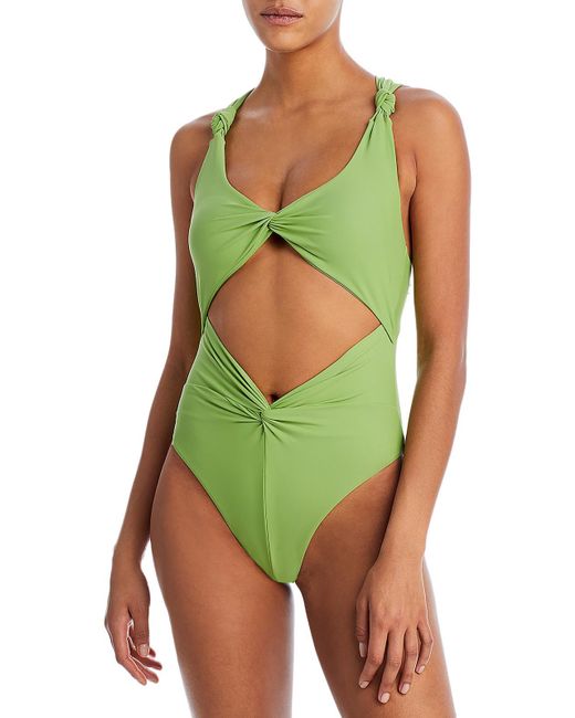ANDREA IYAMAH Green Cut-out Tie Back One-piece Swimsuit