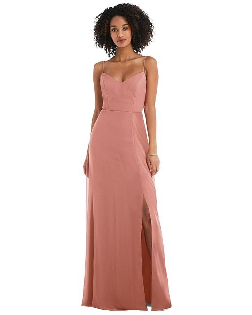 After Six Pink Tie-back Cutout Maxi Dress With Front Slit