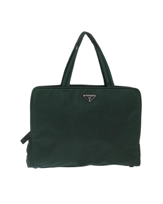 Prada Green Tessuto Synthetic Tote Bag (pre-owned)
